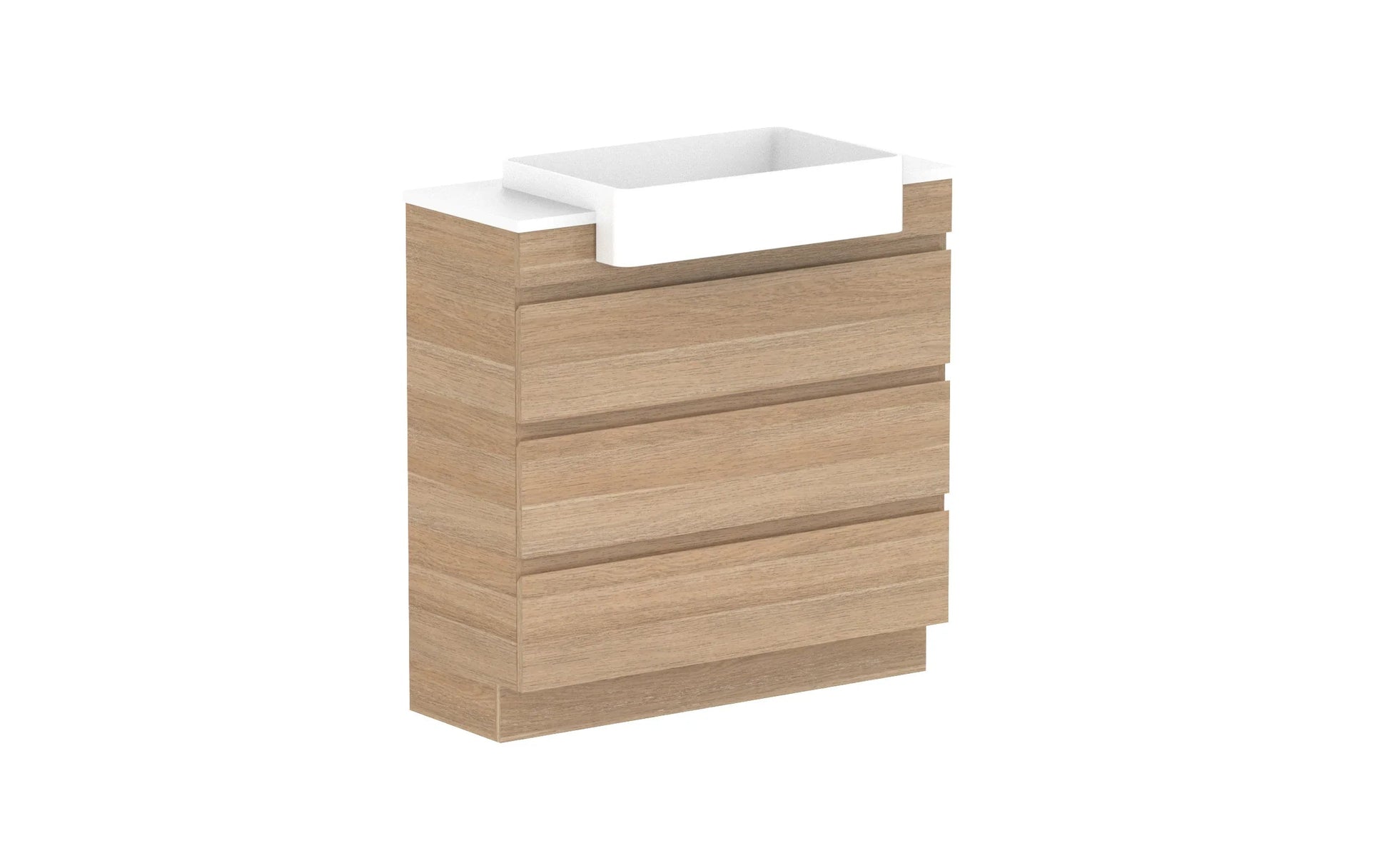 ADP Glacier Semi-Recessed All Drawer Trio Freestanding - 900mm / Stone Benchtop / Centre Bowl