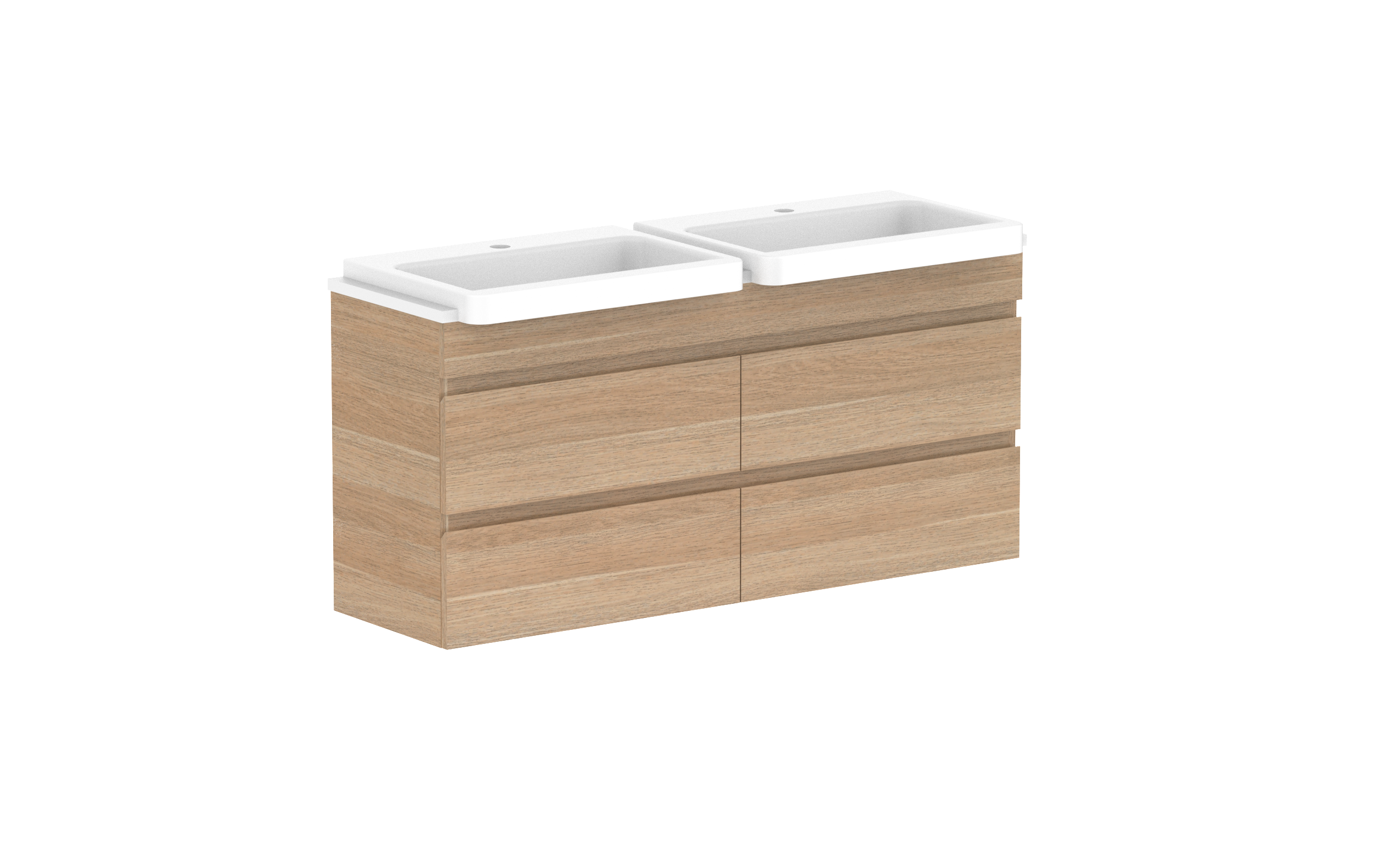 ADP Glacier Lite Semi-Recessed All Drawer Twin Wall Hung Vanity