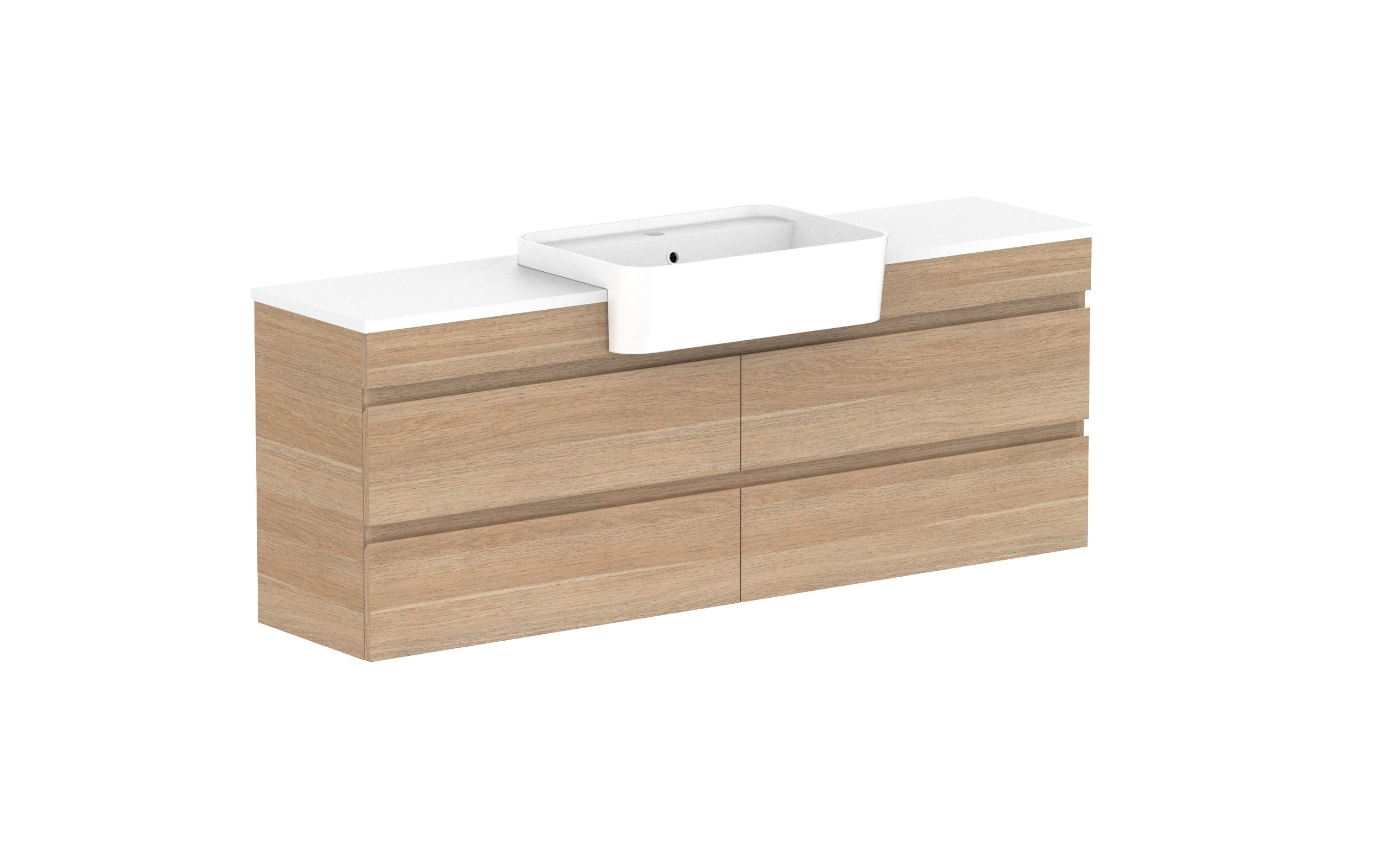 ADP Glacier Lite Semi-Recessed All Drawer Twin Wall Hung Vanity