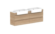 ADP Glacier Semi-Recessed All Drawer Twin Wall Hung Vanity - 1500mm / Stone Benchtop / Double Bowl
