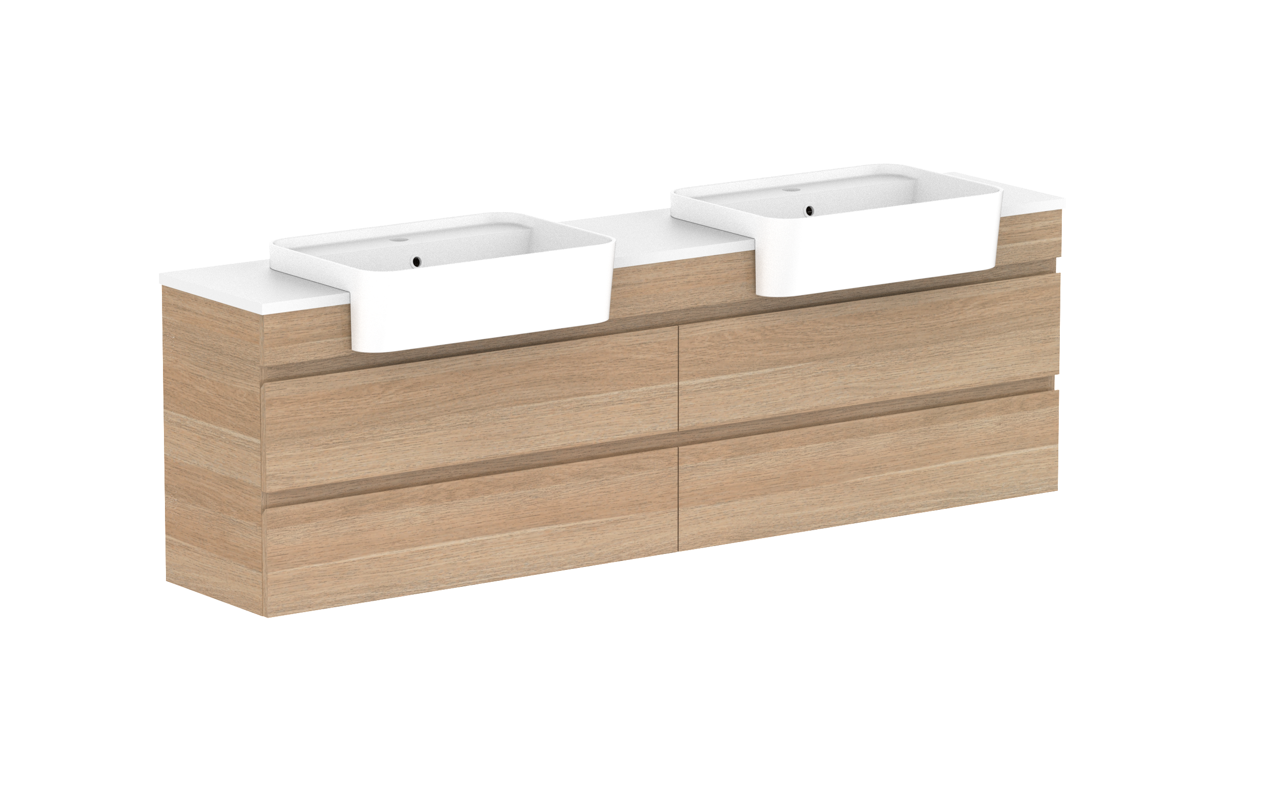 ADP Glacier Lite Semi-Recessed All Drawer Twin Wall Hung Vanity