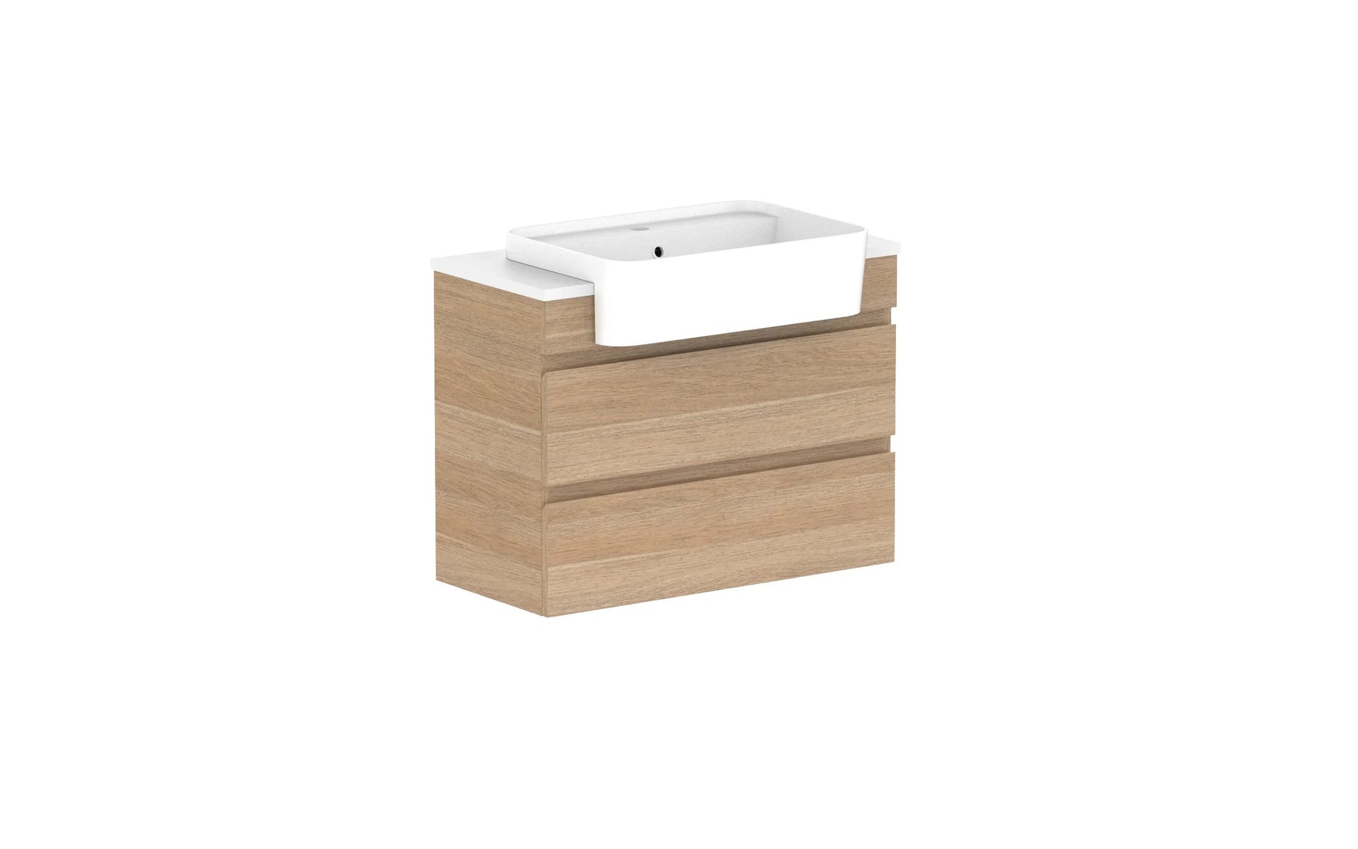 ADP Glacier Semi-Recessed All Drawer Twin Wall Hung Vanity - 750mm / Stone Benchtop / Centre Bowl