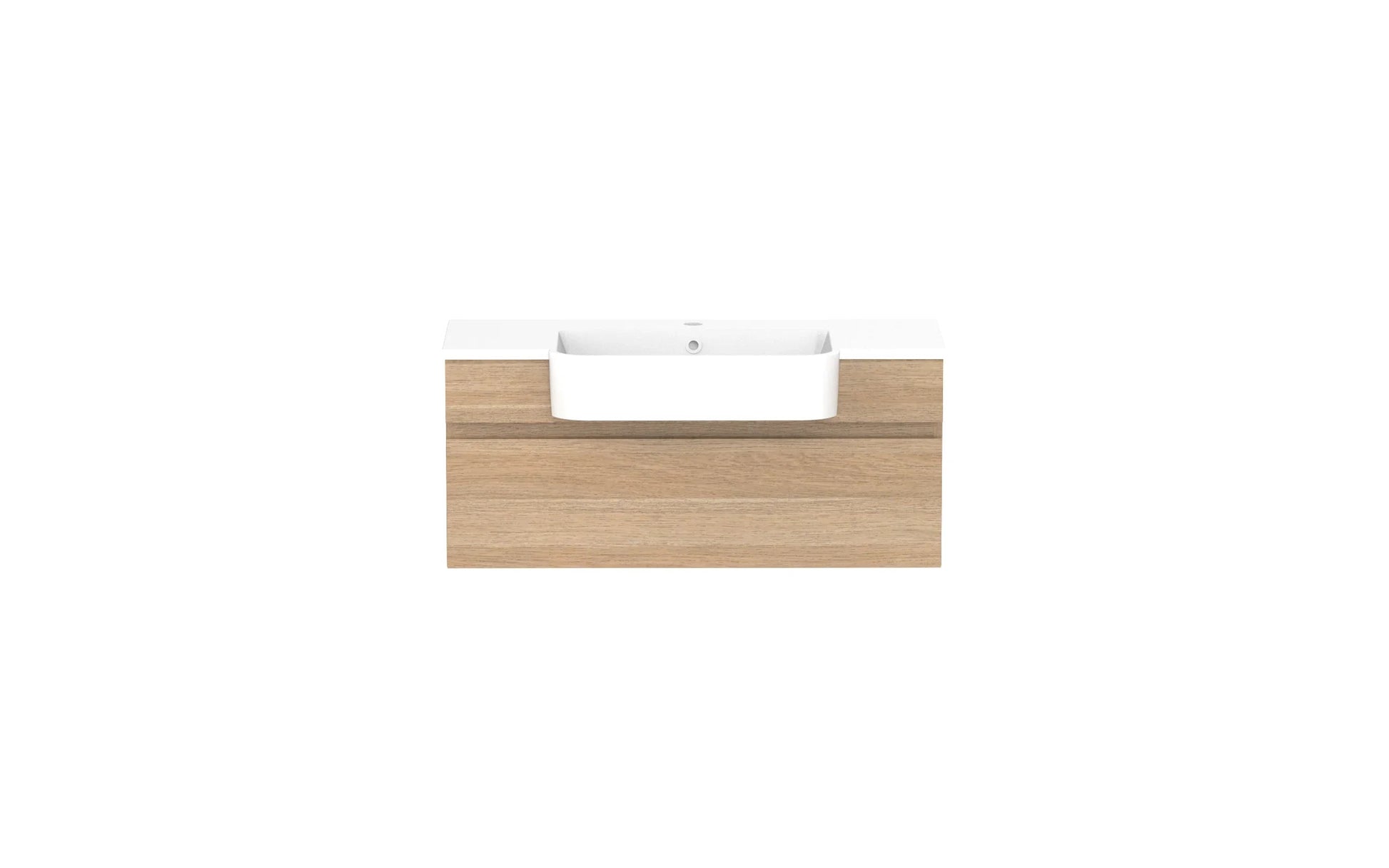 ADP Glacier Semi-Recessed All Drawer Slim Wall Hung Vanity - 900mm / Cast Marble Moulded Top / Centre Bowl