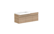 ADP Glacier Semi-Recessed Door and Drawer Slim Wall Hung Vanity - 1050mm / Stone Benchtop / Left Hand Bowl