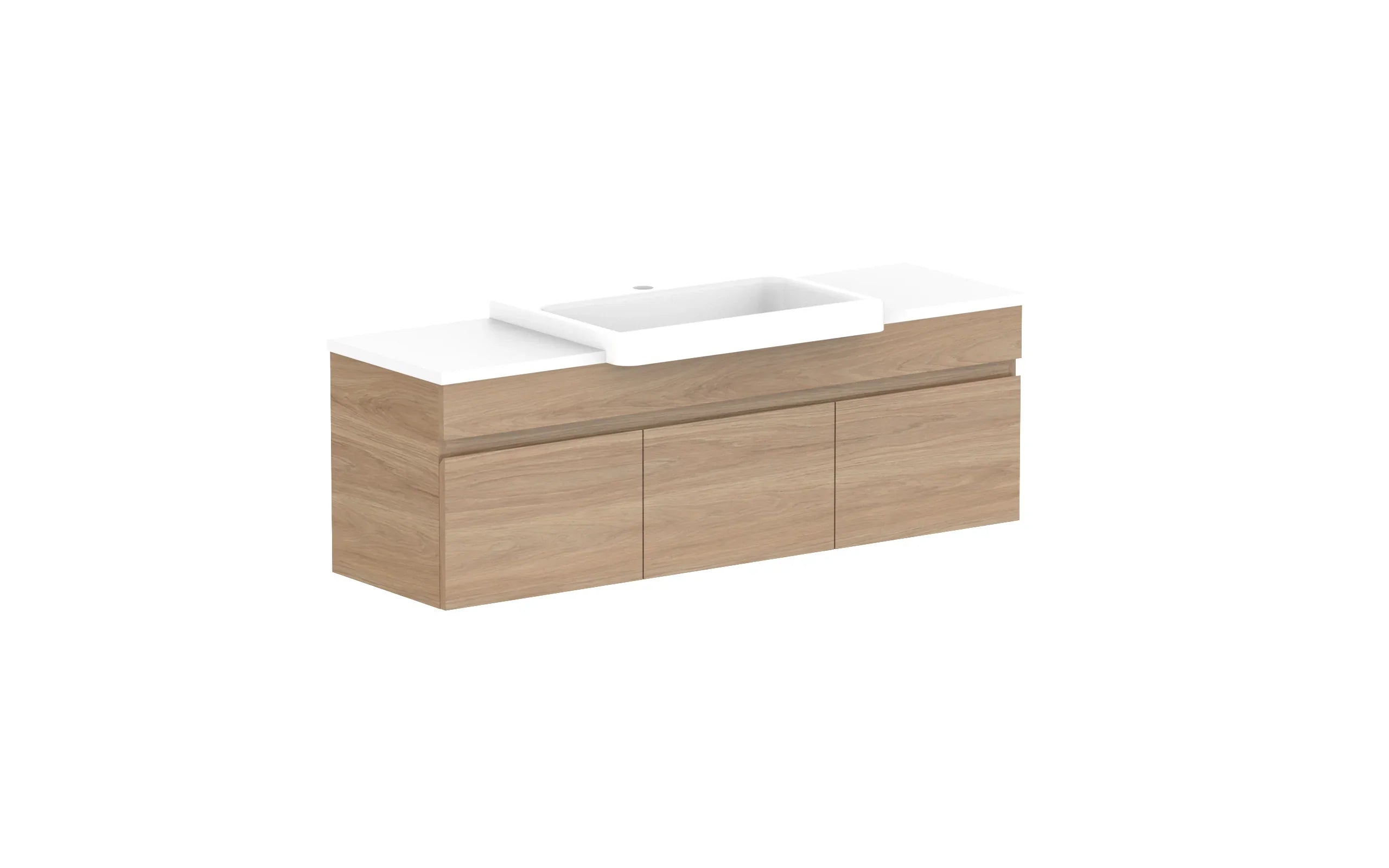 ADP Glacier Semi-Recessed Door and Drawer Slim Wall Hung Vanity - 1200mm / Stone Benchtop / Centre Bowl