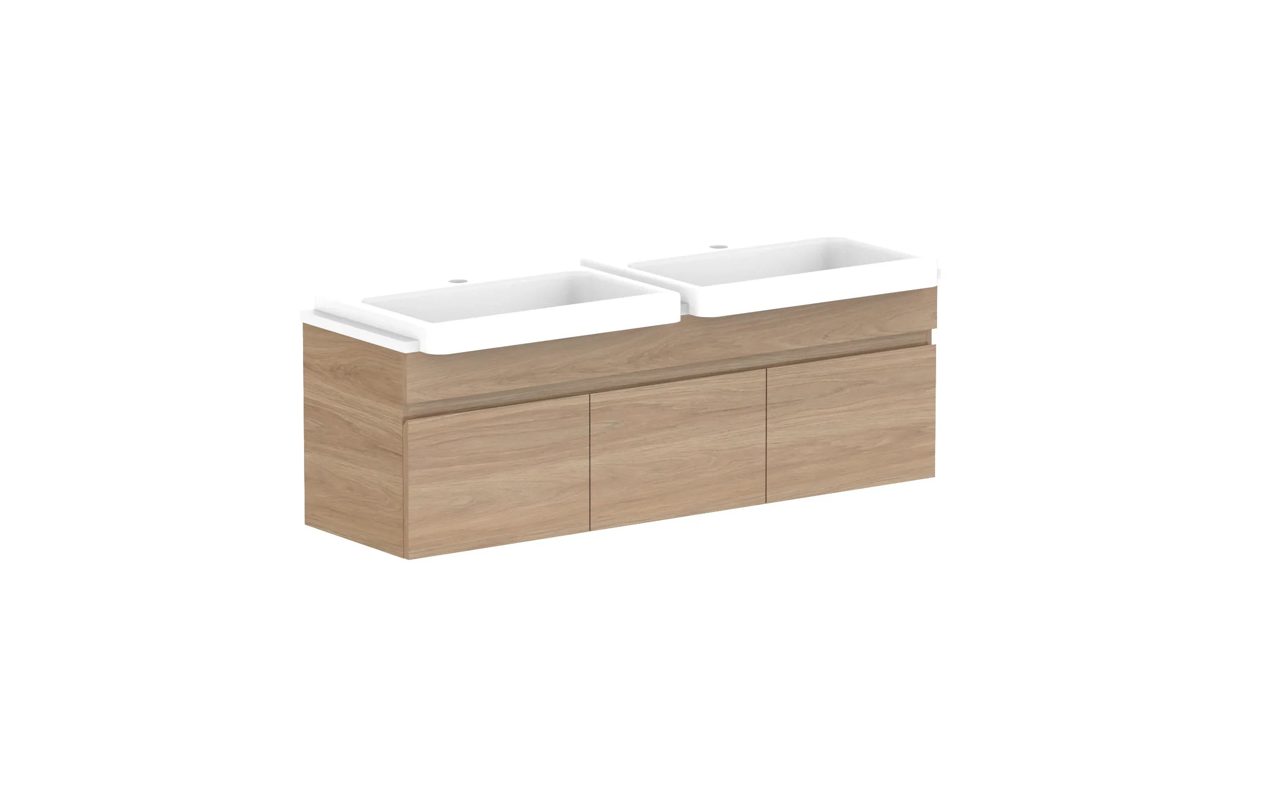 ADP Glacier Semi-Recessed Door and Drawer Slim Wall Hung Vanity - 1200mm / Stone Benchtop / Double Bowl