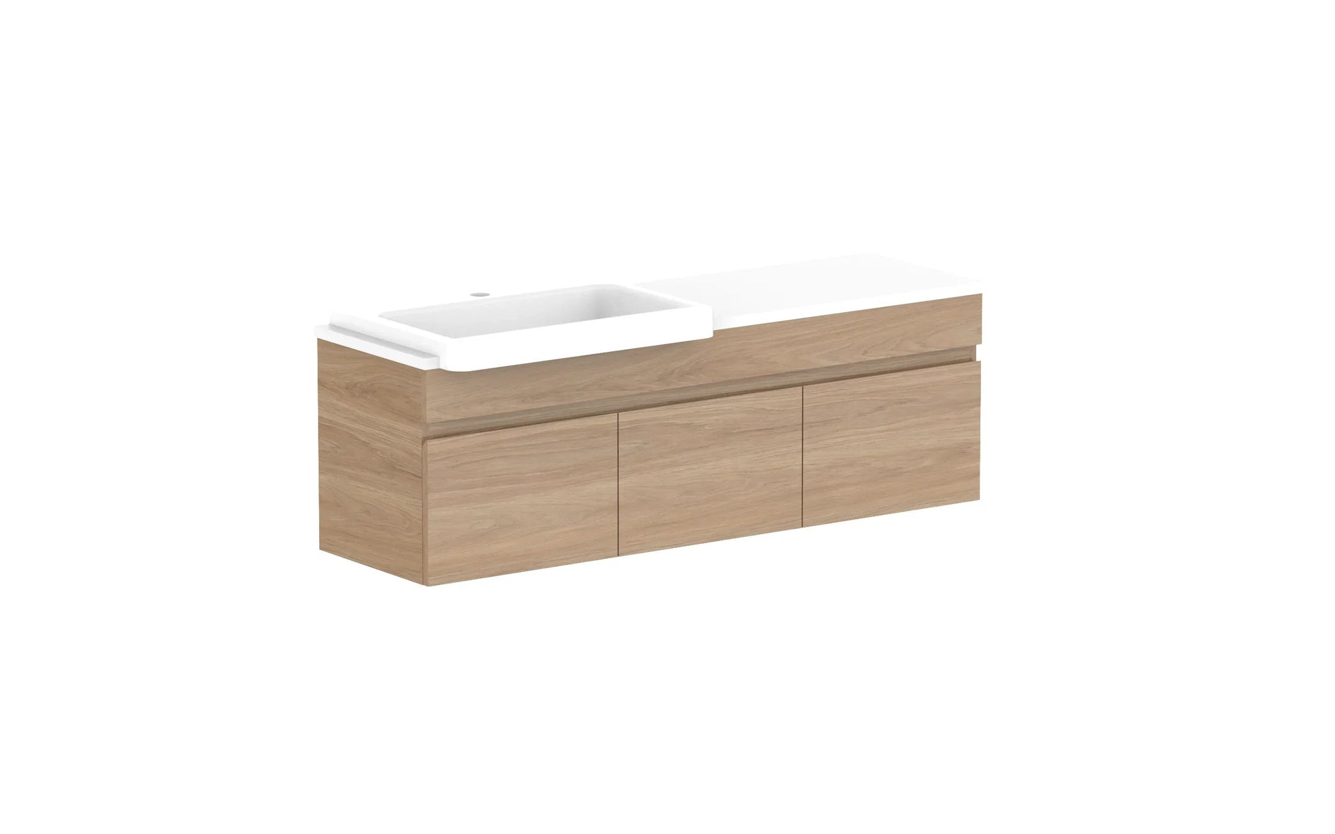 ADP Glacier Semi-Recessed Door and Drawer Slim Wall Hung Vanity - 1200mm / Stone Benchtop / Left Hand Bowl