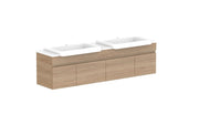 ADP Glacier Semi-Recessed Door and Drawer Slim Wall Hung Vanity - 1500mm / Stone Benchtop / Double Bowl