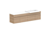 ADP Glacier Semi-Recessed Door and Drawer Slim Wall Hung Vanity - 1500mm / Stone Benchtop / Right Hand Bowl