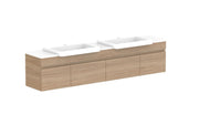 ADP Glacier Semi-Recessed Door and Drawer Slim Wall Hung Vanity - 1800mm / Stone Benchtop / Double Bowl