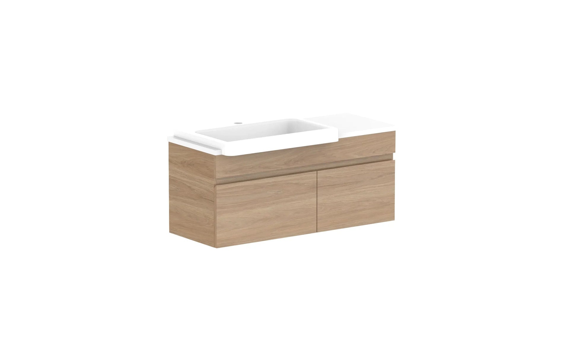 ADP Glacier Semi-Recessed Door and Drawer Slim Wall Hung Vanity - 900mm / Stone Benchtop / Right Hand Bowl