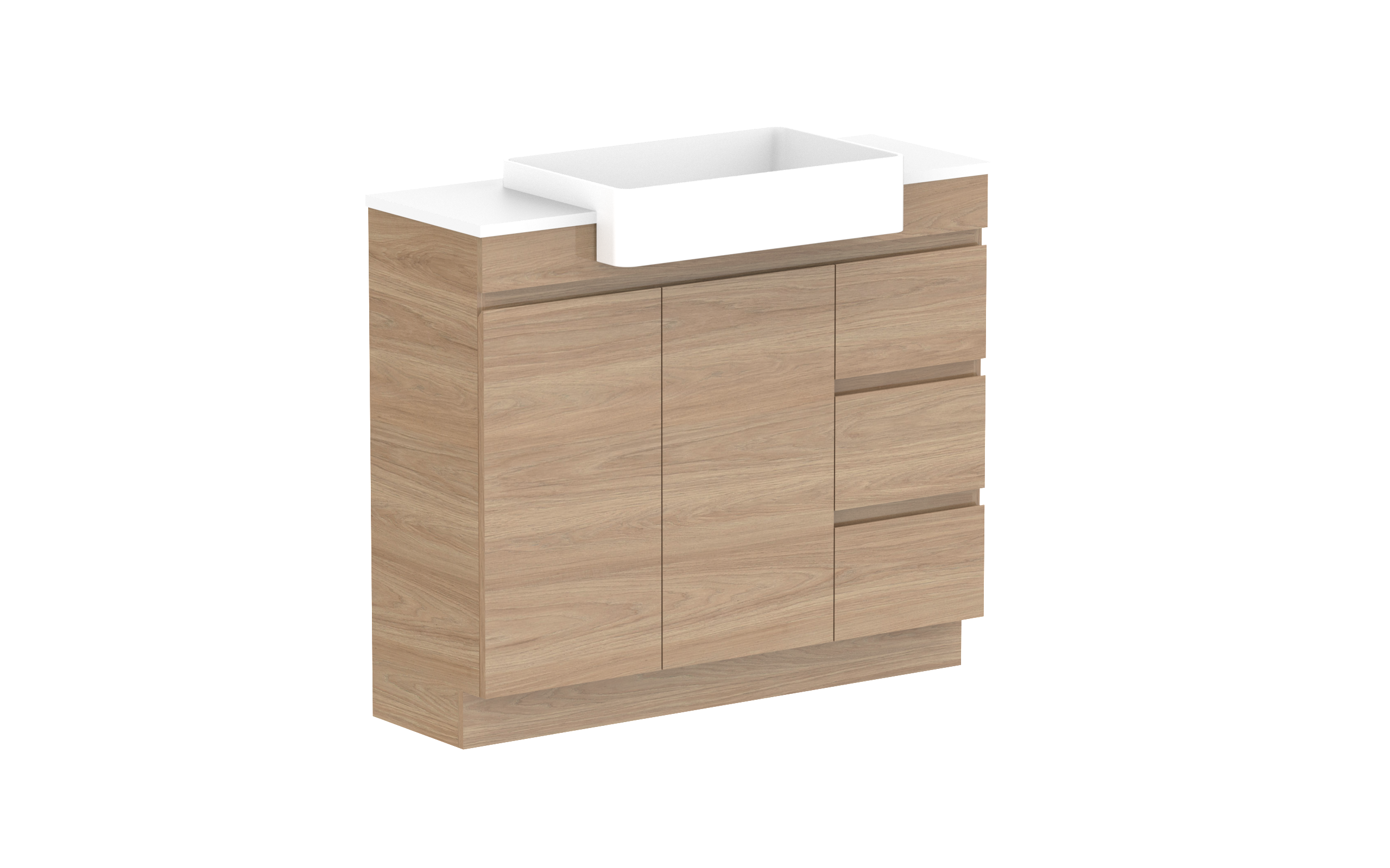 ADP Glacier Lite Semi-Recessed Door & Drawer Trio Freestanding Vanity