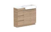 ADP Glacier Semi-Recessed Door and Drawer Trio Freestanding Vanity - 1050mm / Stone Benchtop / Right Hand Bowl