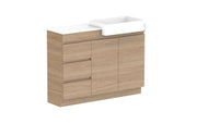 ADP Glacier Semi-Recessed Door and Drawer Trio Freestanding Vanity - 1200mm / Stone Benchtop / Right Hand Bowl