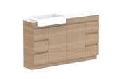 ADP Glacier Semi-Recessed Door and Drawer Trio Freestanding Vanity - 1500mm / Stone Benchtop / Left Hand Bowl