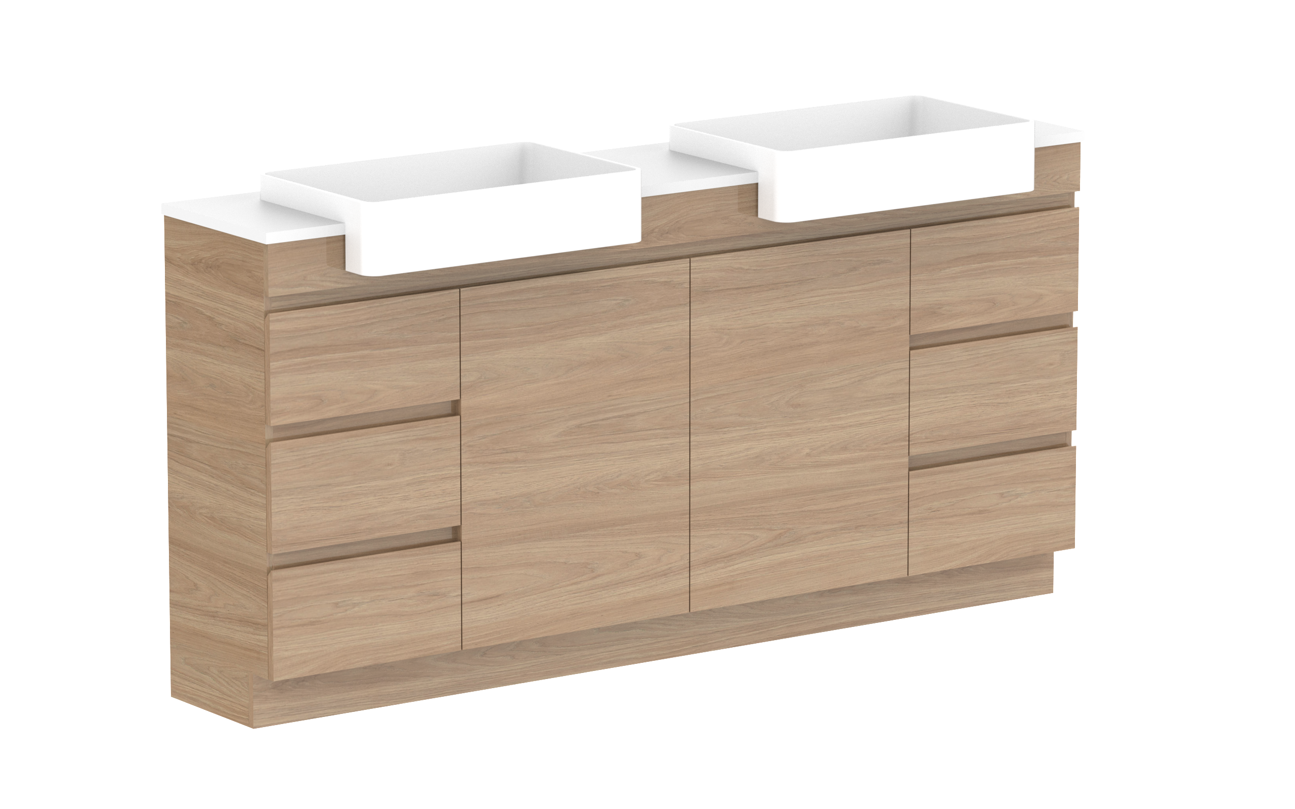 ADP Glacier Lite Semi-Recessed Door & Drawer Trio Freestanding Vanity