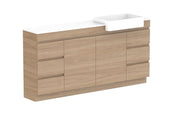 ADP Glacier Semi-Recessed Door and Drawer Trio Freestanding Vanity - 1800mm / Stone Benchtop / Right Hand Bowl