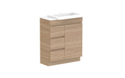ADP Glacier Semi-Recessed Door and Drawer Trio Freestanding Vanity - 750mm / Stone Benchtop / Right Hand Bowl