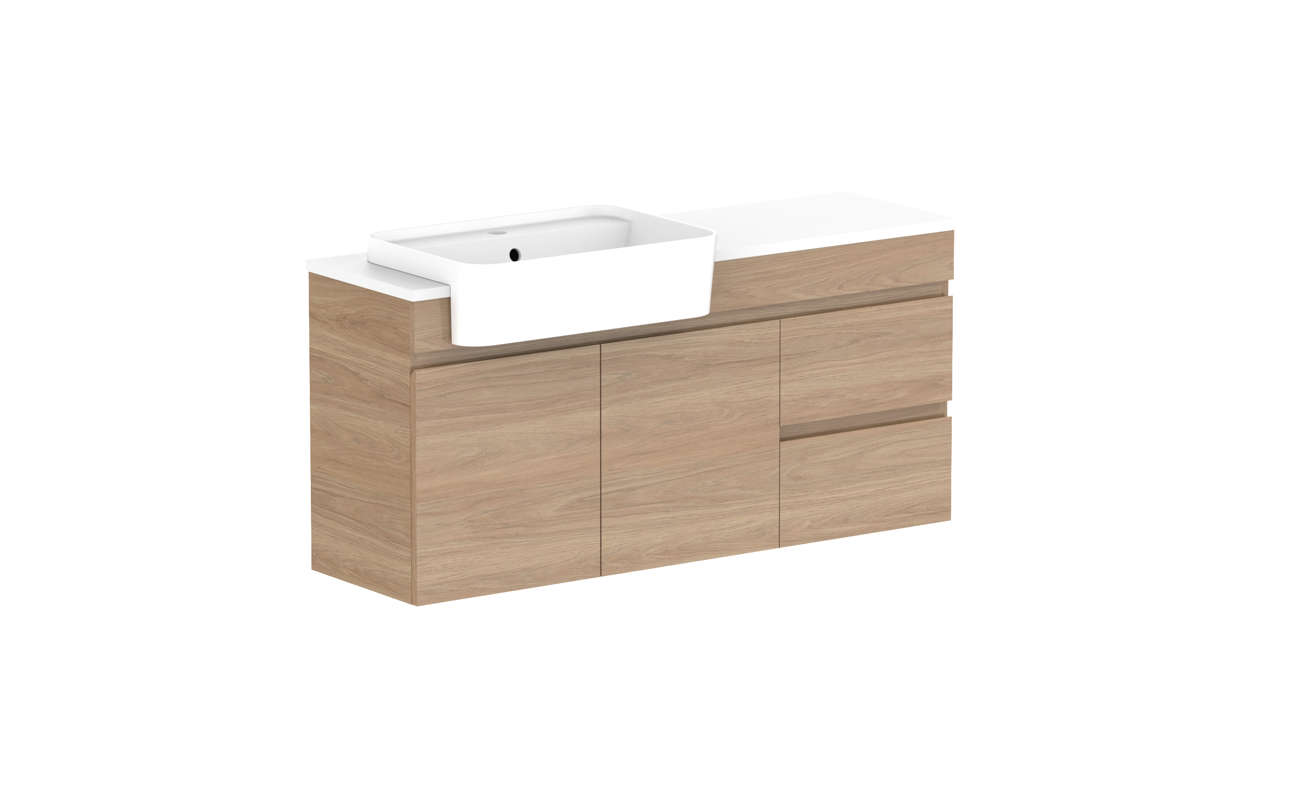 ADP Glacier Lite Semi-Recessed Door & Drawer Twin Wall Hung Vanity