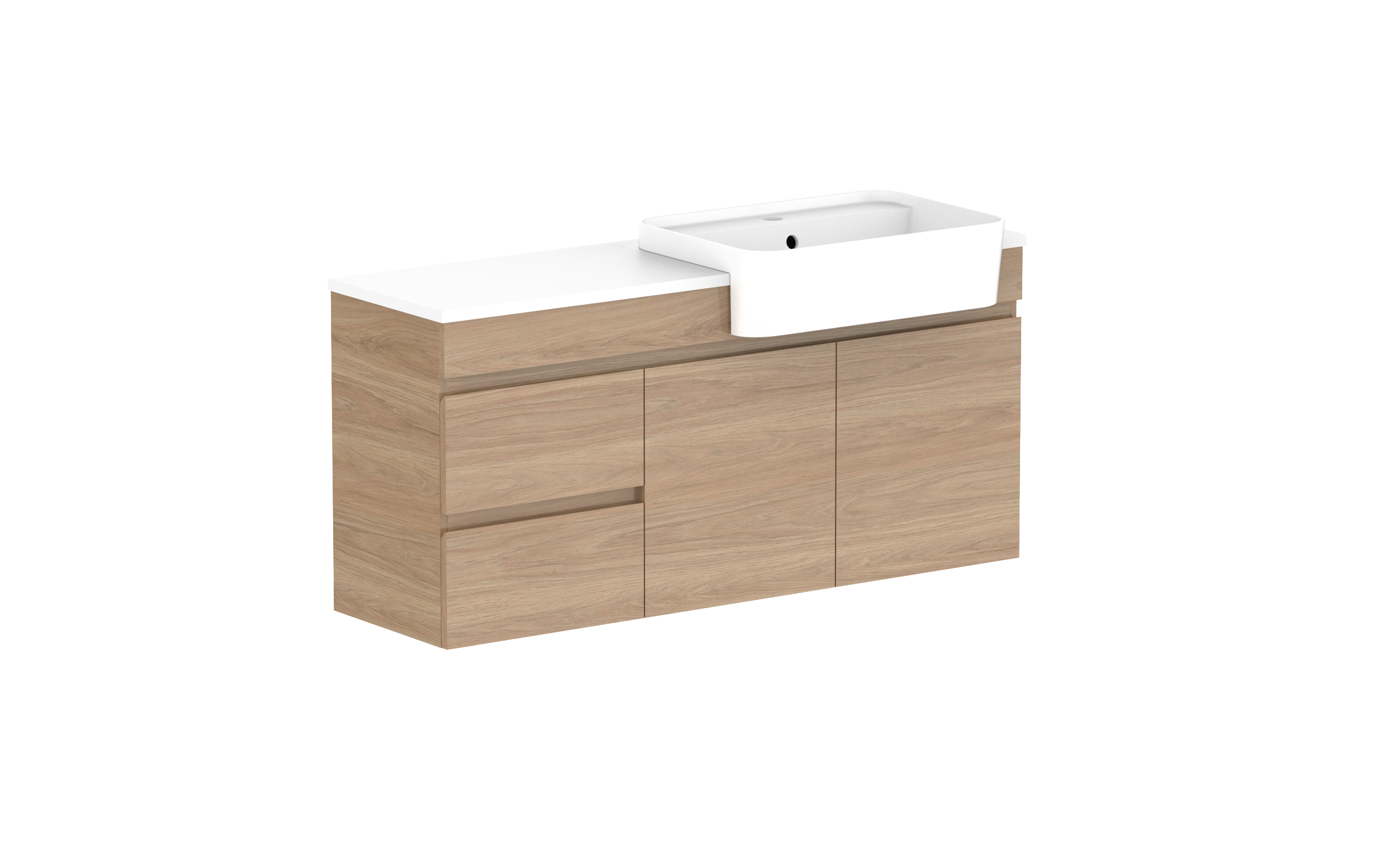 ADP Glacier Lite Semi-Recessed Door & Drawer Twin Wall Hung Vanity