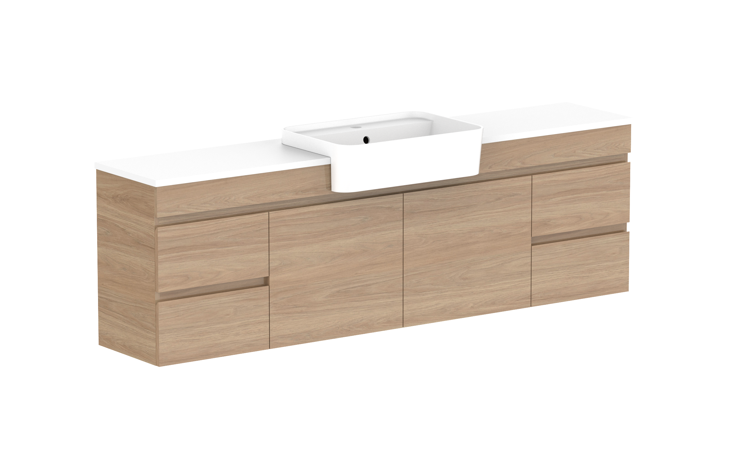 ADP Glacier Lite Semi-Recessed Door & Drawer Twin Wall Hung Vanity