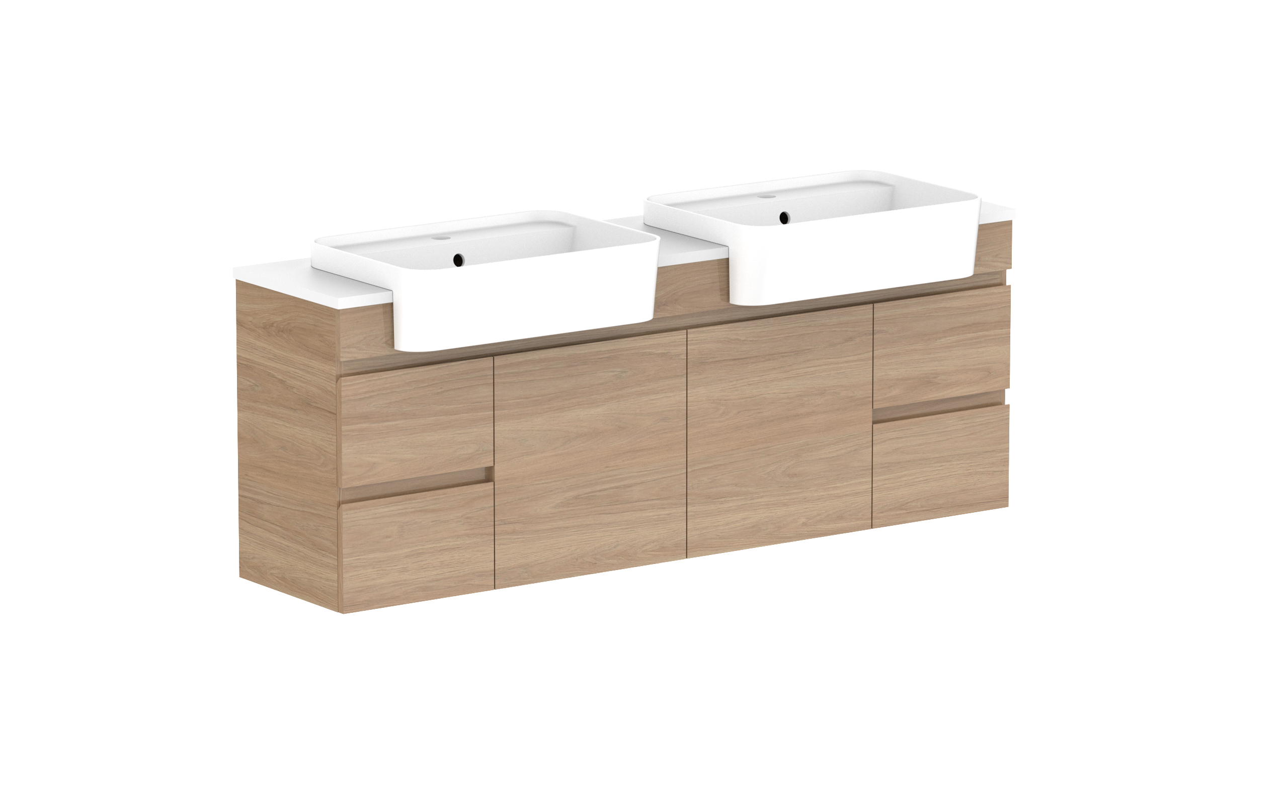 ADP Glacier Lite Semi-Recessed Door & Drawer Twin Wall Hung Vanity