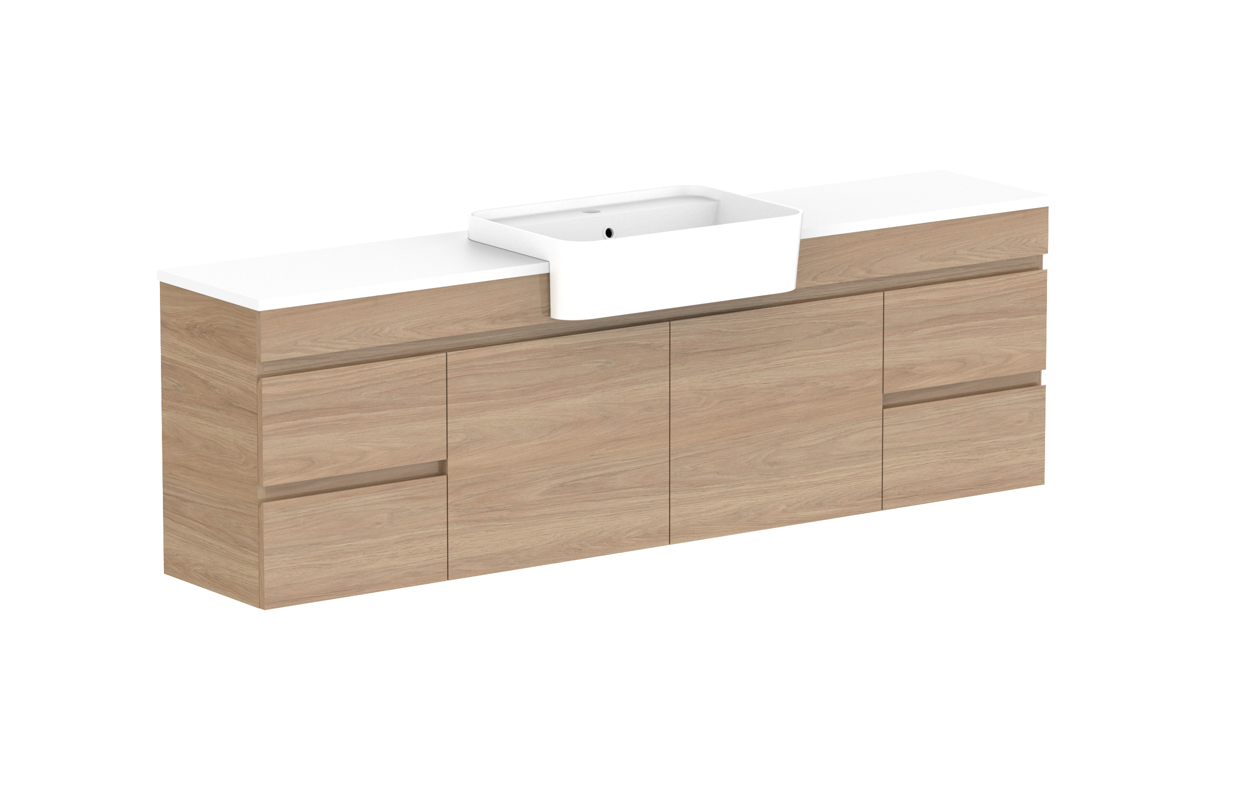 ADP Glacier Lite Semi-Recessed Door & Drawer Twin Wall Hung Vanity