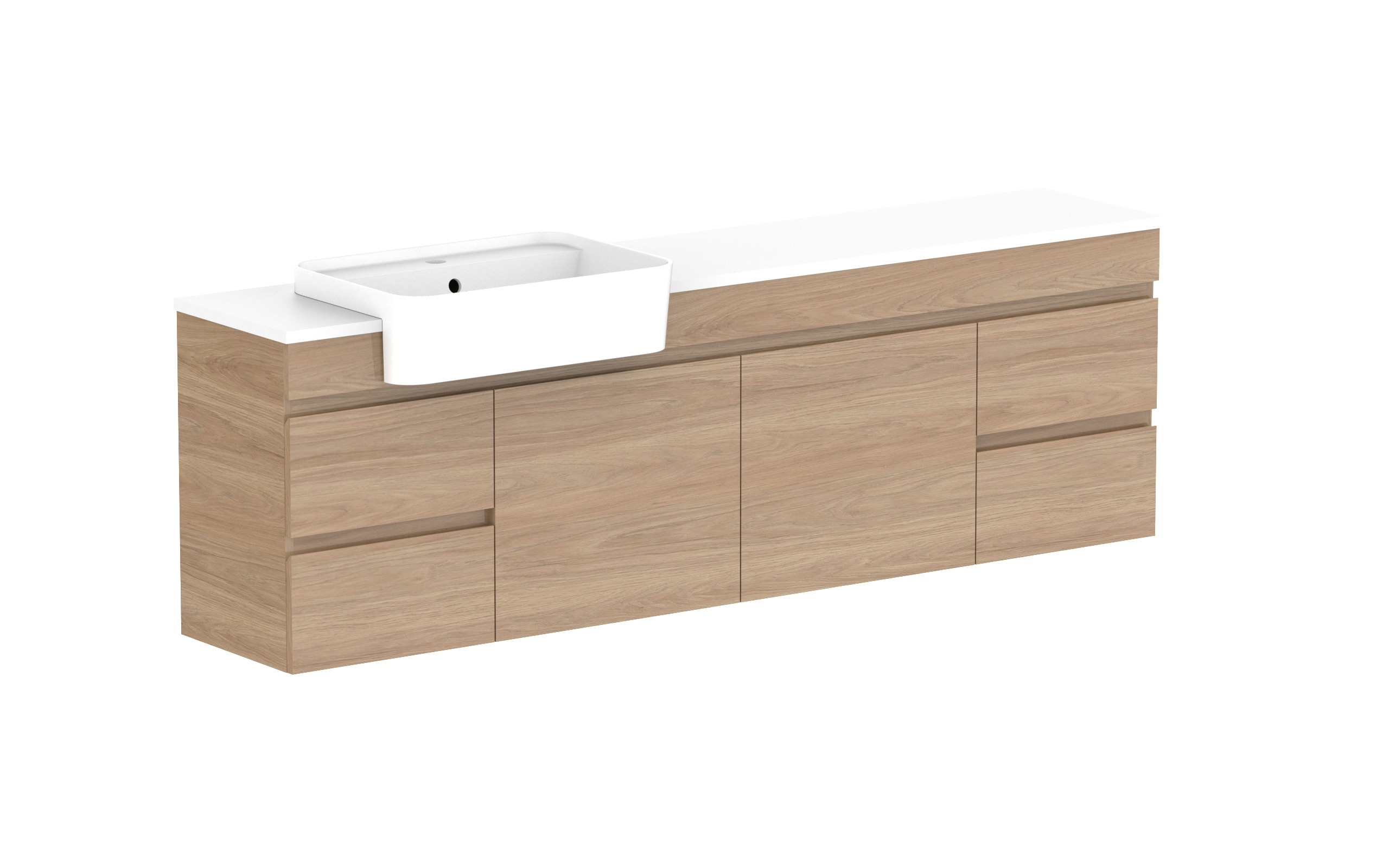 ADP Glacier Lite Semi-Recessed Door & Drawer Twin Wall Hung Vanity