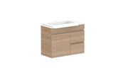 ADP Glacier Semi-Recessed Door and Drawer Twin Wall Hung Vanity - 750mm / Stone Benchtop / Left Hand Bowl