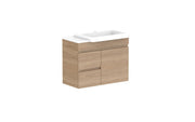 ADP Glacier Semi-Recessed Door and Drawer Twin Wall Hung Vanity - 750mm / Stone Benchtop / Right Hand Bowl