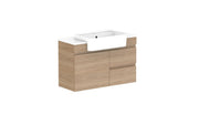 ADP Glacier Semi-Recessed Door and Drawer Twin Wall Hung Vanity - 900mm / Stone Benchtop / Centre Bowl