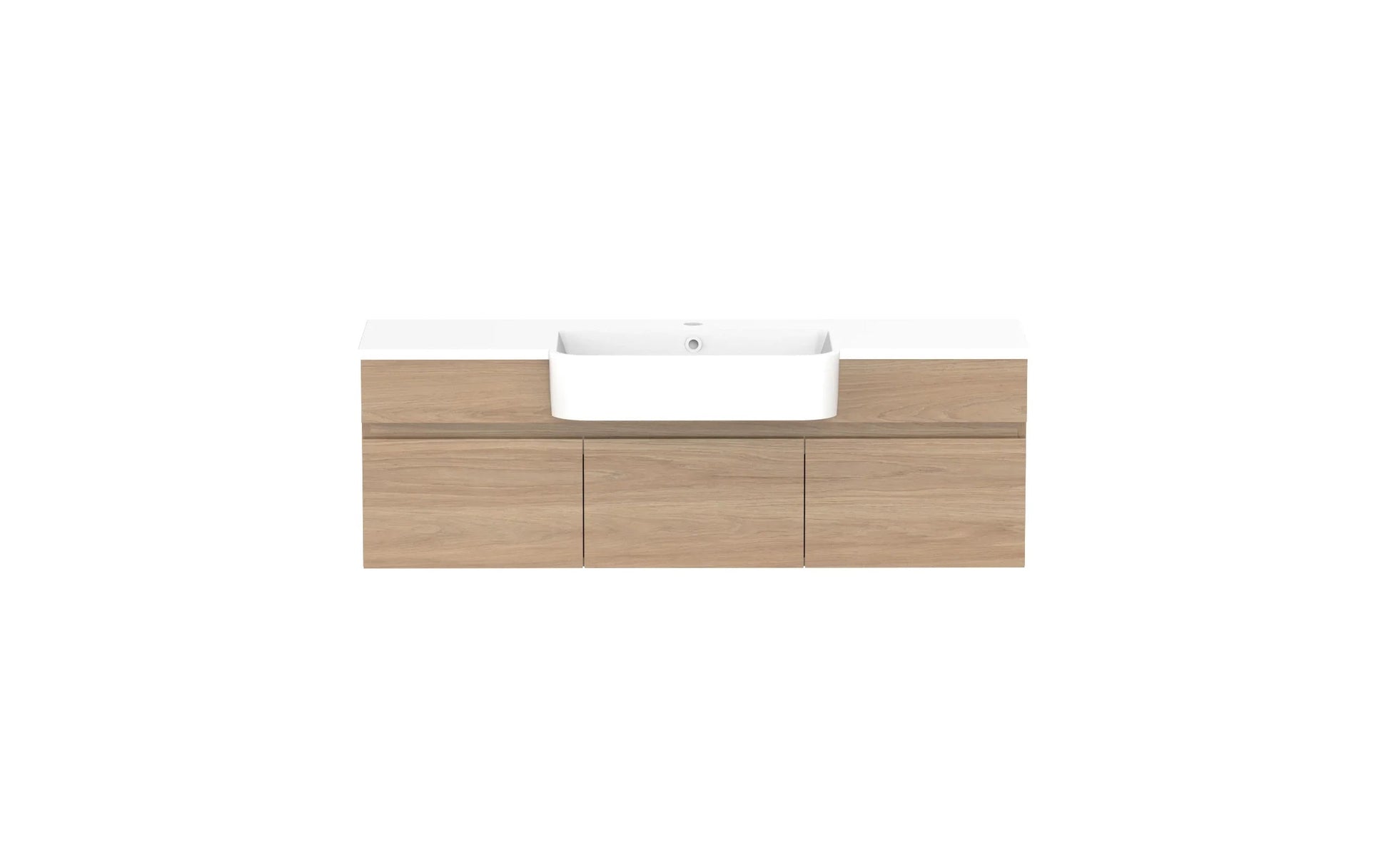 ADP Glacier Semi-Recessed Door and Drawer Slim Wall Hung Vanity - 1200mm / Cast Marble Moulded Top / Centre Bowl