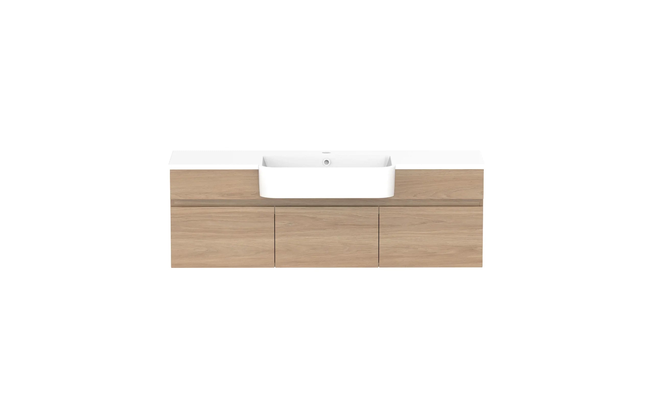 ADP Glacier Semi-Recessed Door and Drawer Slim Wall Hung Vanity - 1200mm / Cast Marble Moulded Top / Centre Bowl