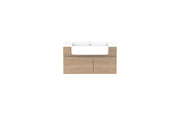 ADP Glacier Semi-Recessed Door and Drawer Slim Wall Hung Vanity - 750mm / Cast Marble Moulded Top / Centre Bowl