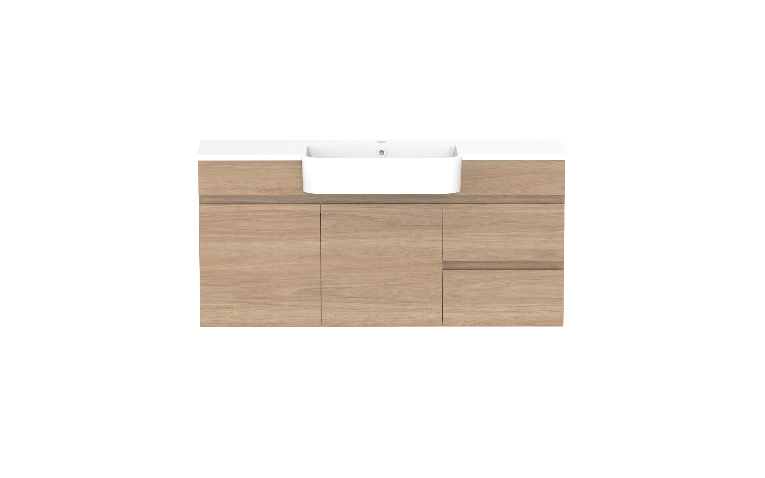 ADP Glacier Lite Semi-Recessed Door & Drawer Twin Wall Hung Vanity