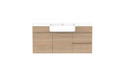 ADP Glacier Semi-Recessed Door and Drawer Twin Wall Hung Vanity - 1200mm / Cast Marble Moulded Top / Centre Bowl