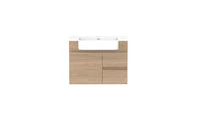 ADP Glacier Semi-Recessed Door and Drawer Twin Wall Hung Vanity - 750mm / Cast Marble Moulded Top / Centre Bowl