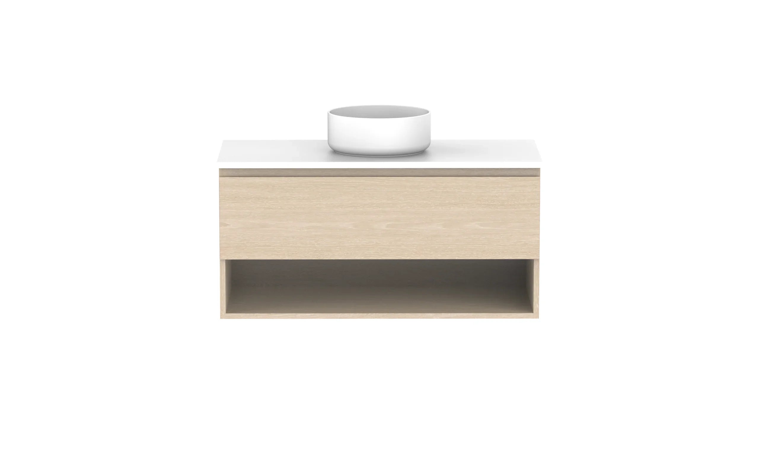ADP Glacier Shelf Slim Wall Hung Vanity - 1050mm / Stone Benchtop / Centre Bowl