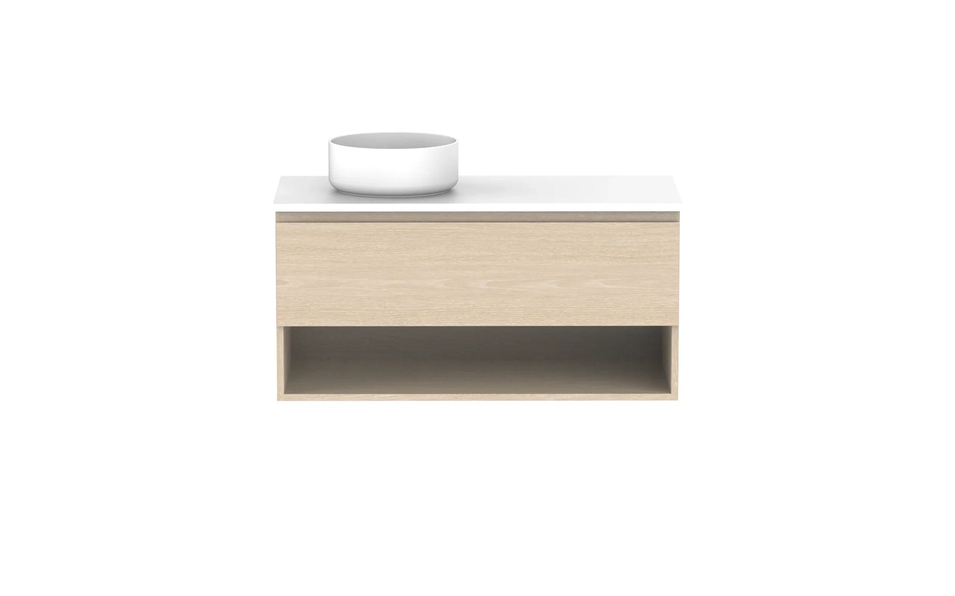 ADP Glacier Shelf Slim Wall Hung Vanity - 1050mm / Stone Benchtop / Left Hand Bowl