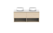 ADP Glacier Shelf Slim Wall Hung Vanity - 1200mm / Stone Benchtop / Double Bowl