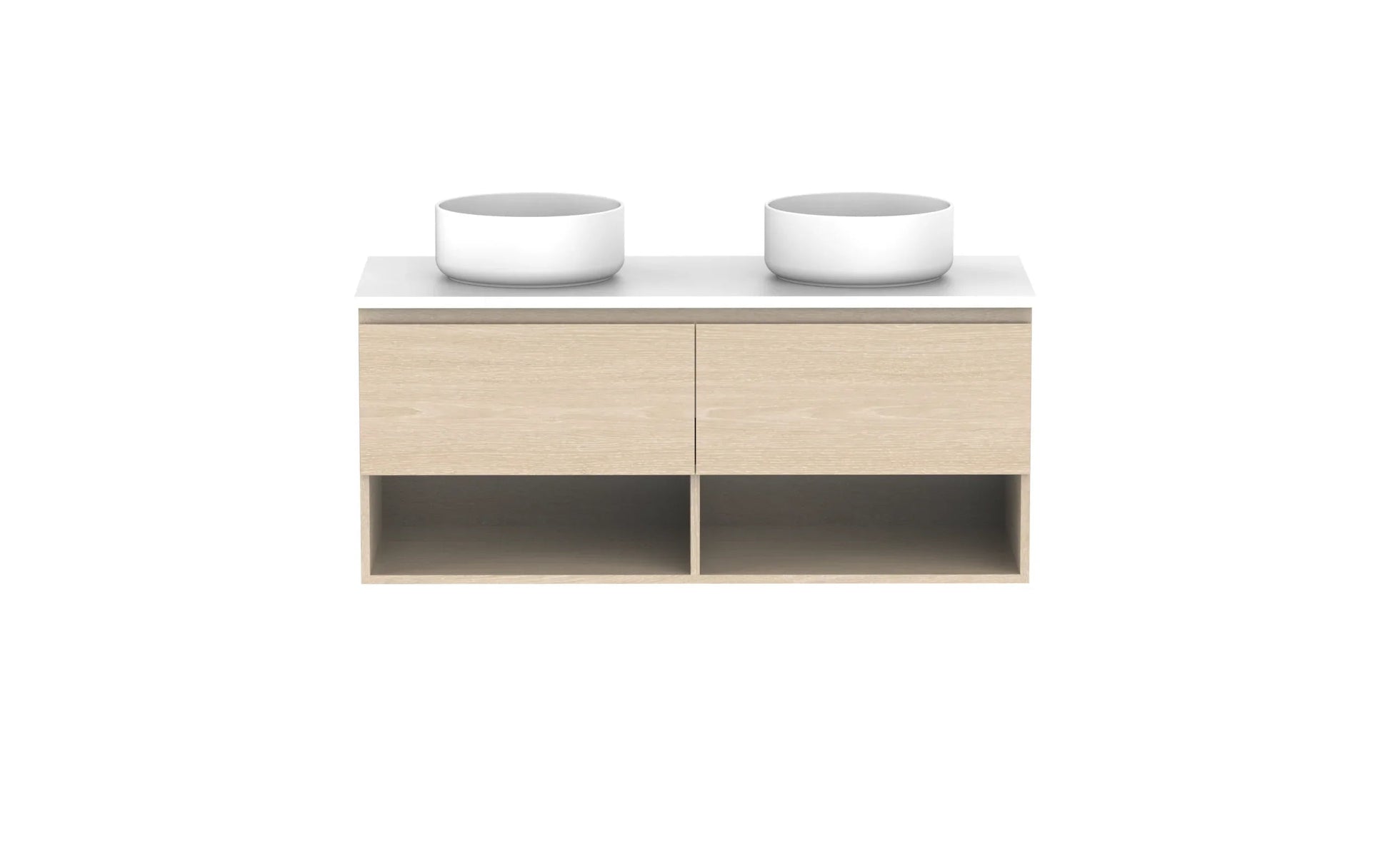 ADP Glacier Shelf Slim Wall Hung Vanity - 1200mm / Stone Benchtop / Double Bowl