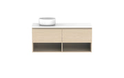 ADP Glacier Shelf Slim Wall Hung Vanity - 1200mm / Stone Benchtop / Left Hand Bowl