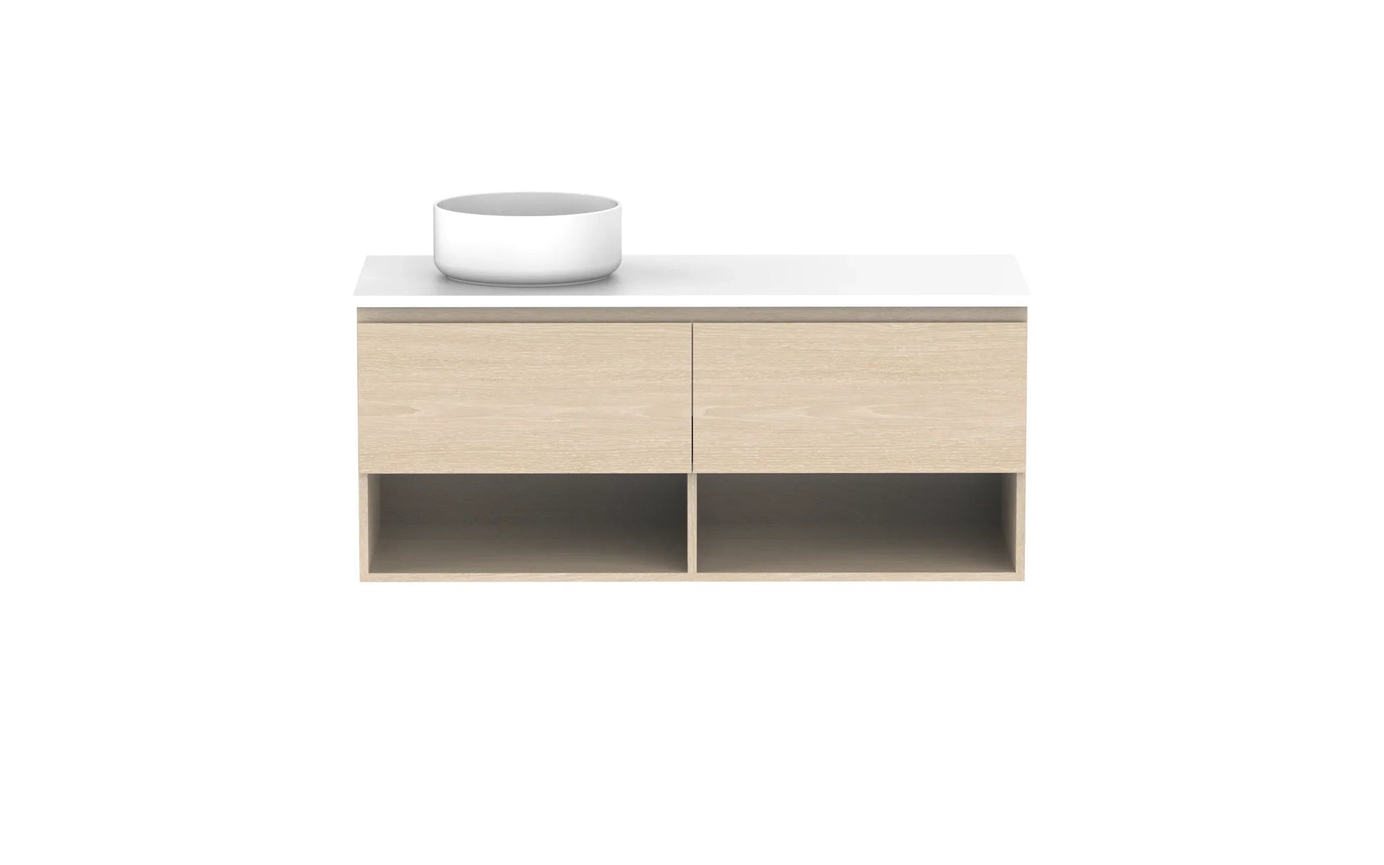 ADP Glacier Shelf Slim Wall Hung Vanity - 1200mm / Stone Benchtop / Left Hand Bowl