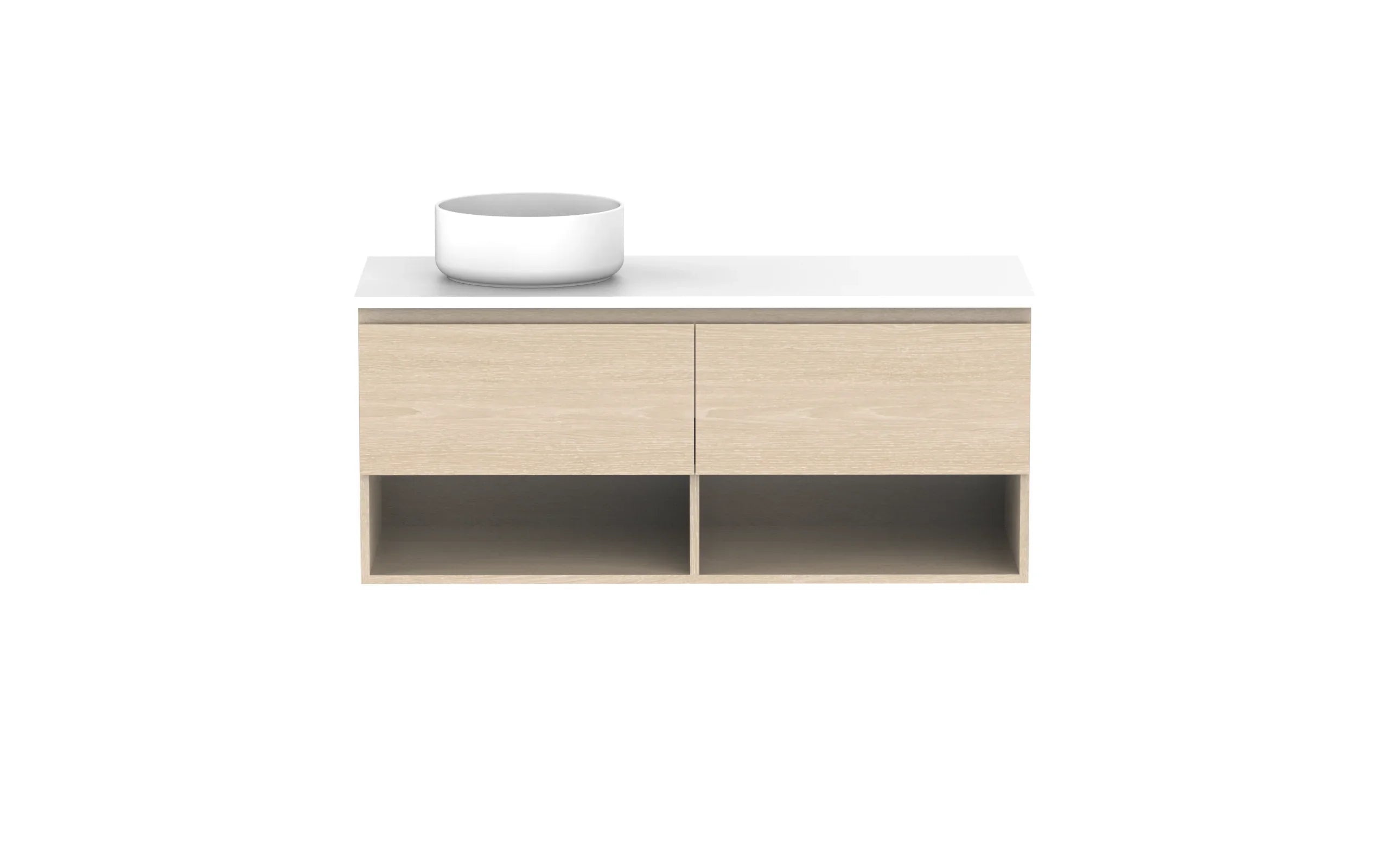 ADP Glacier Shelf Slim Wall Hung Vanity - 1200mm / Stone Benchtop / Left Hand Bowl
