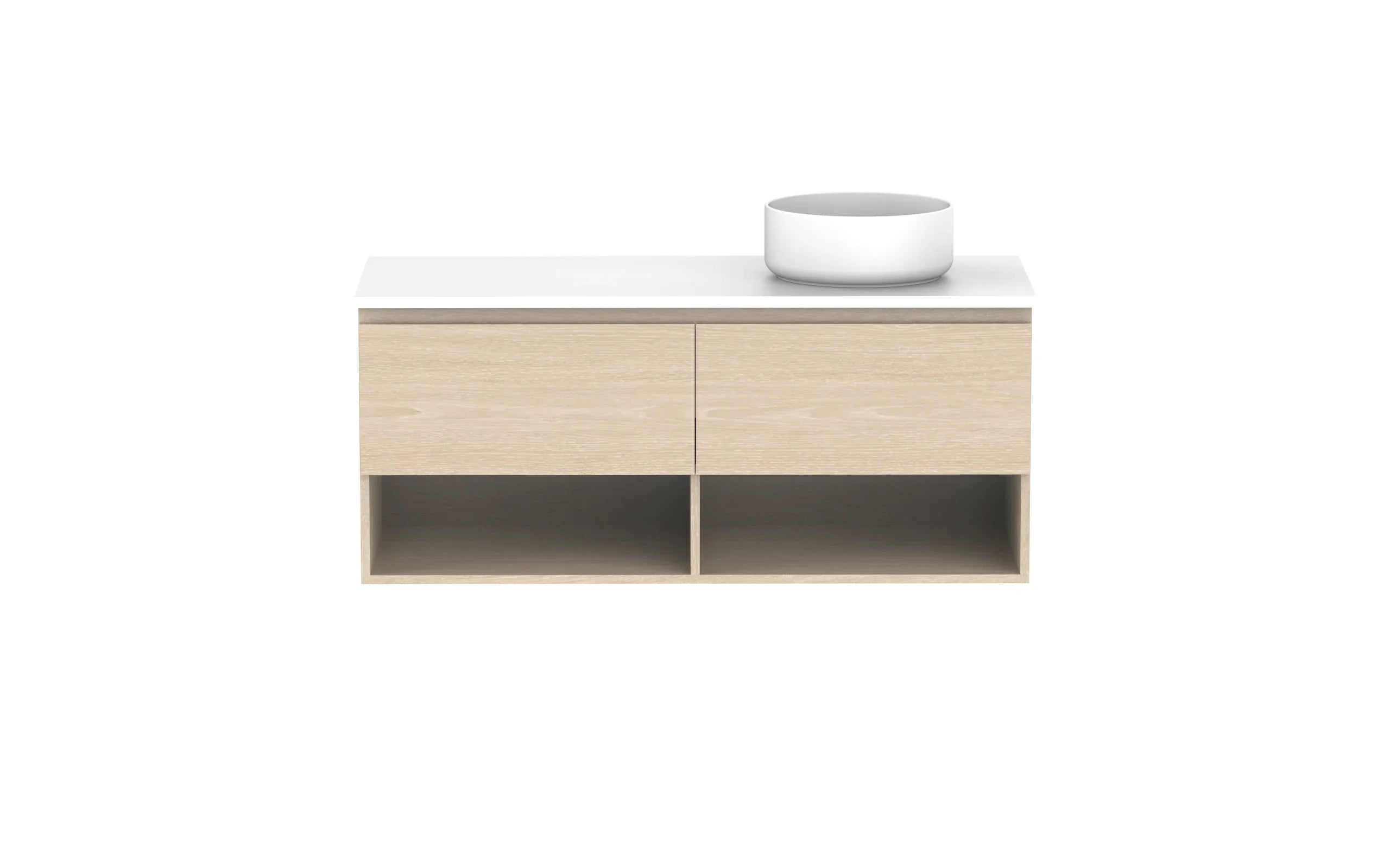 ADP Glacier Shelf Slim Wall Hung Vanity - 1200mm / Stone Benchtop / Right Hand Bowl