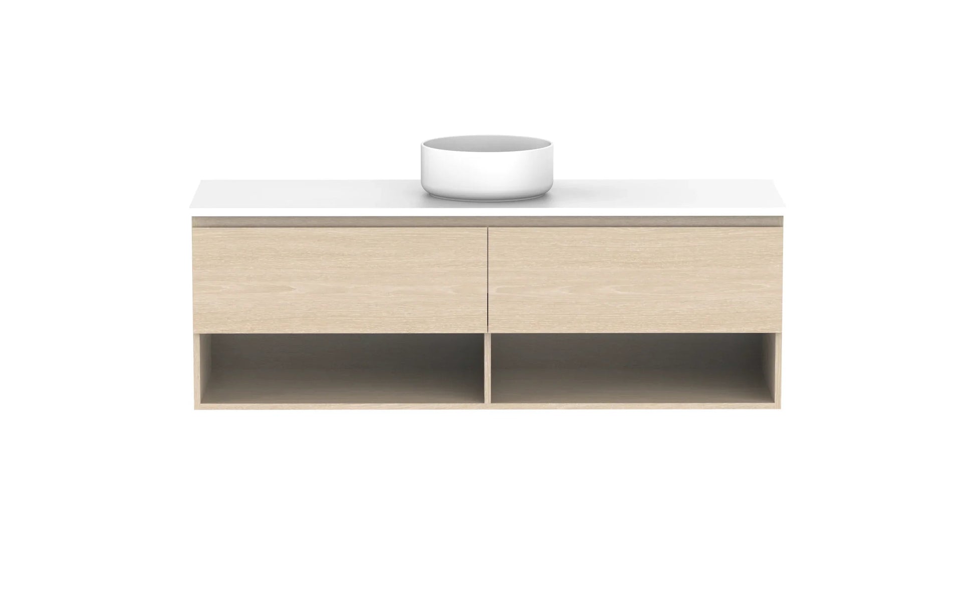 ADP Glacier Shelf Slim Wall Hung Vanity - 1500mm / Stone Benchtop / Centre Bowl