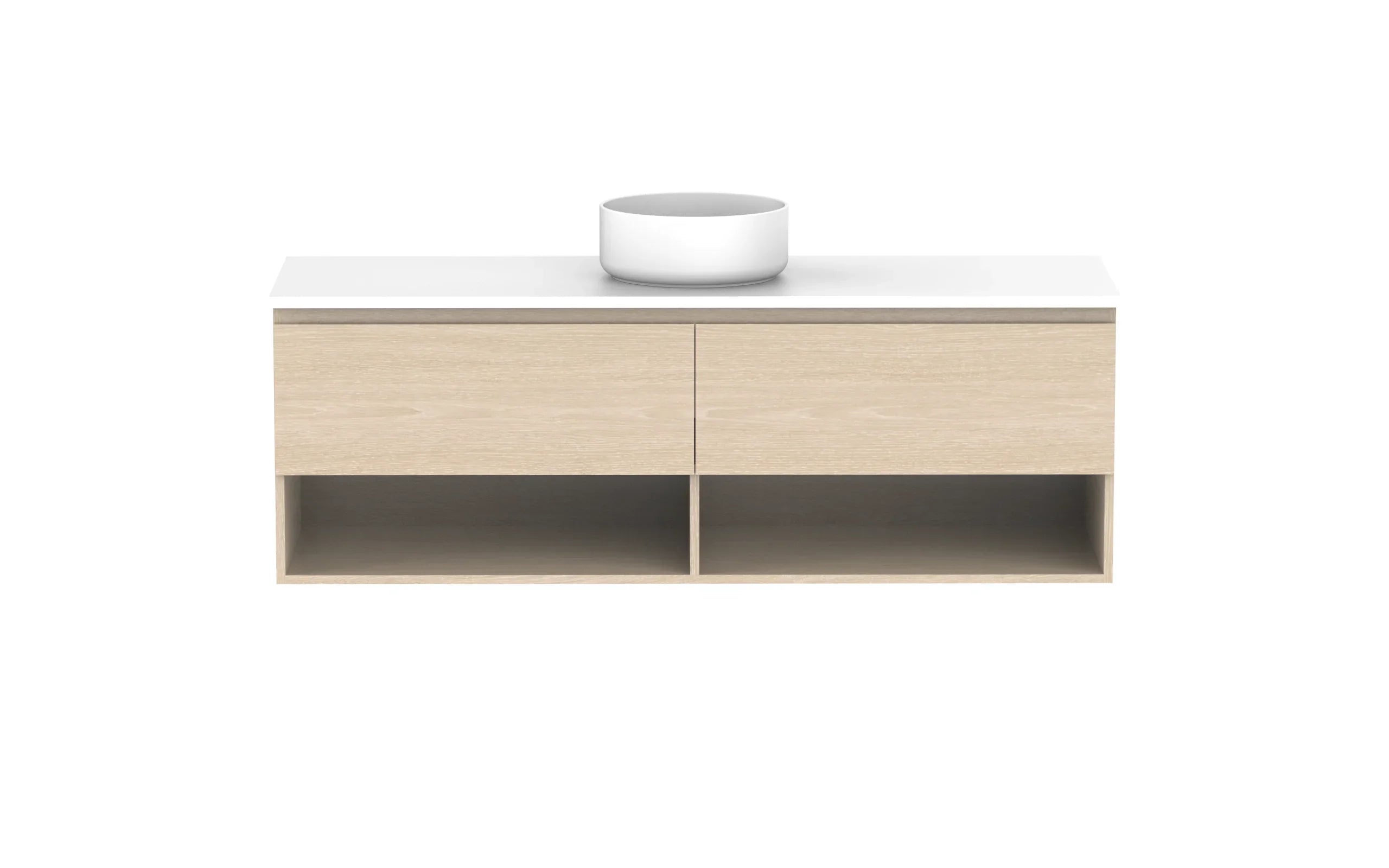 ADP Glacier Shelf Slim Wall Hung Vanity - 1500mm / Stone Benchtop / Centre Bowl