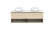 ADP Glacier Shelf Slim Wall Hung Vanity - 1500mm / Stone Benchtop / Double Bowl