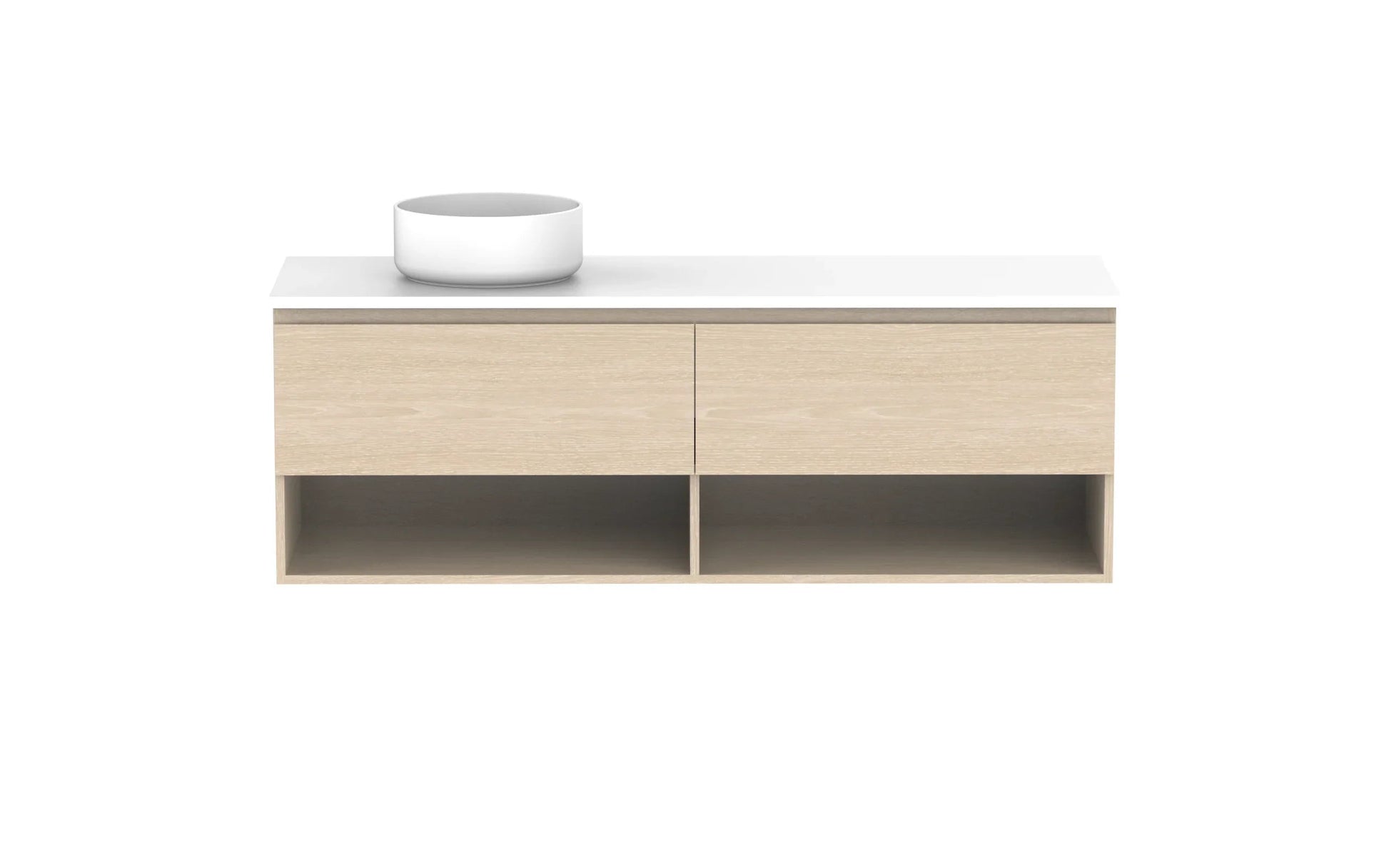 ADP Glacier Shelf Slim Wall Hung Vanity - 1500mm / Stone Benchtop / Left Hand Bowl