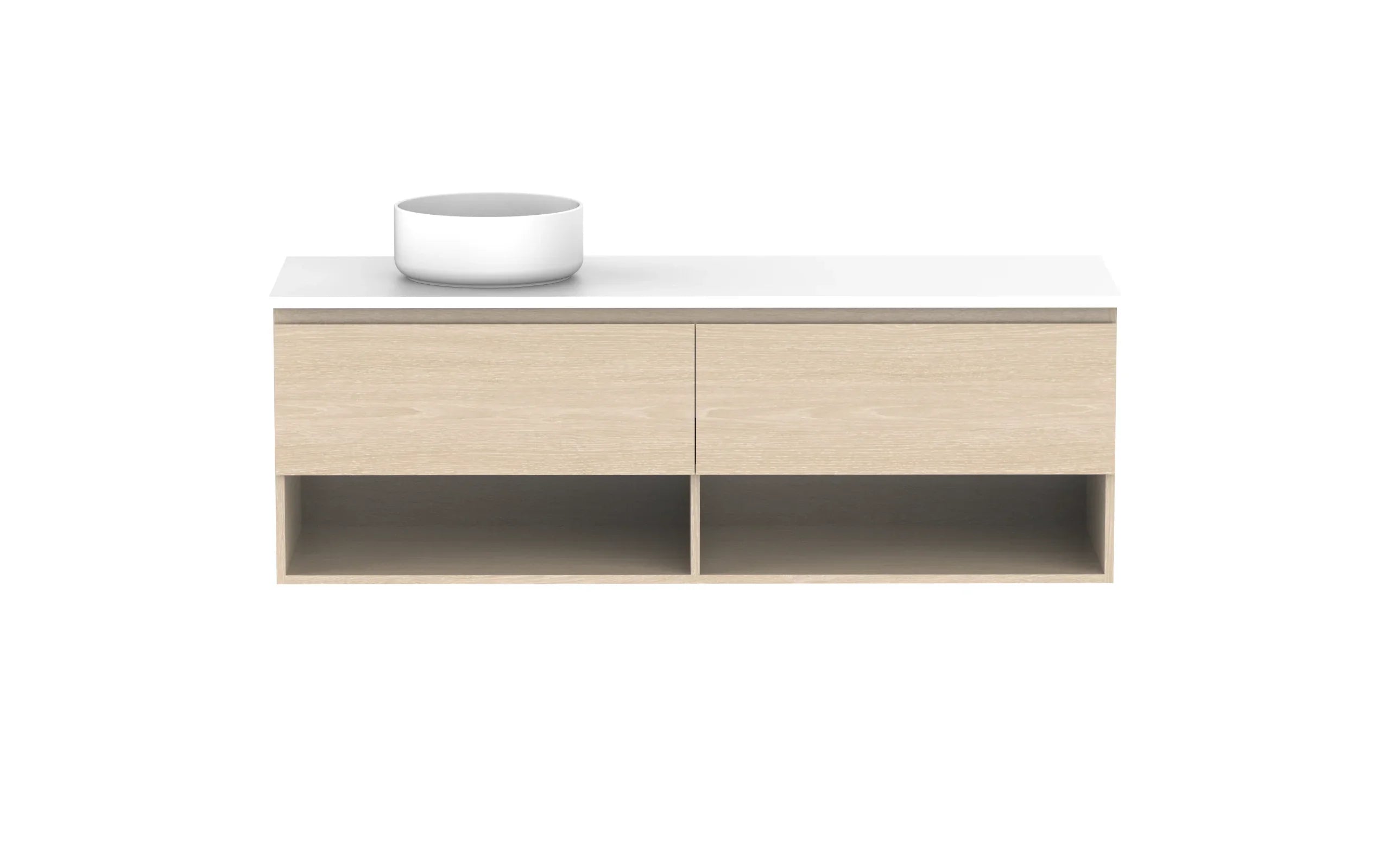 ADP Glacier Shelf Slim Wall Hung Vanity - 1500mm / Stone Benchtop / Left Hand Bowl